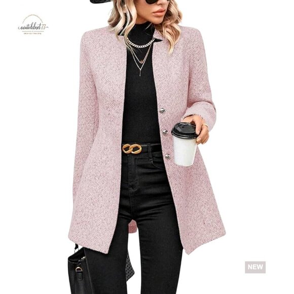 Jackets & Blazers - Wool Blend Blazer Jacket Notch Collar Business Casual Slim Fit